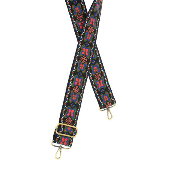 JOY SUSAN 2" BLACK & PINK BUTTERFLY GUITAR STRAP