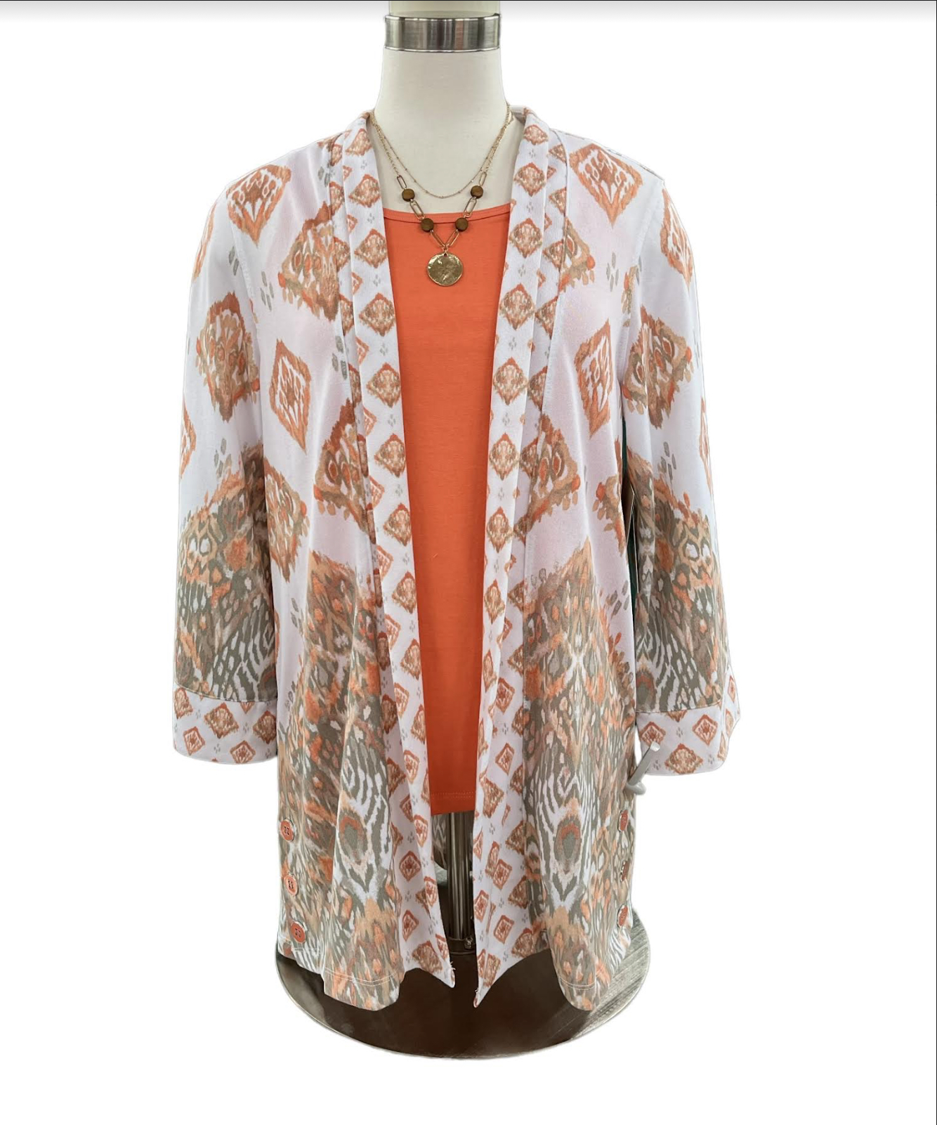 MULTIPLES 3/4 KIMONO SLEEVE PRINT KNIT JACKET - 6th Street Fashions ...