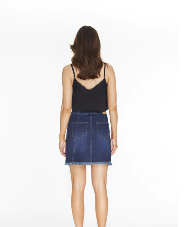 MULTIPLES DARK DENIM FRINGE HEM SKORT - Image 4