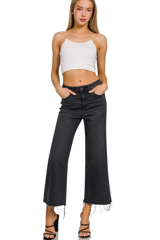 ZENANA HIGH RISE WIDE LEG CROP JEAN - 6th Street Fashions & Footwear ...