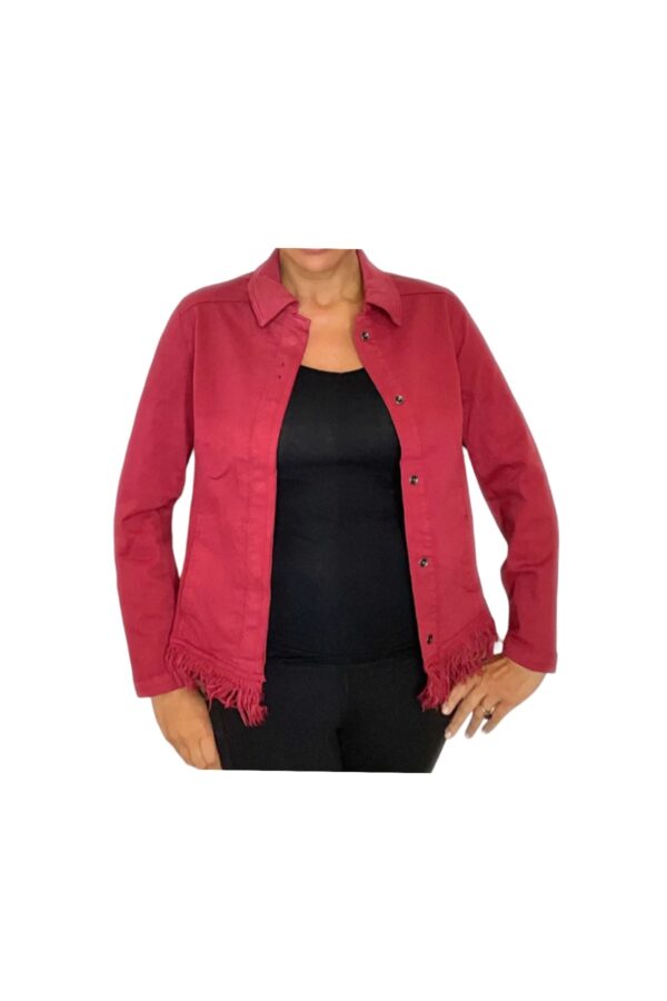 ETHYL FRINGE HEM RED JACKET