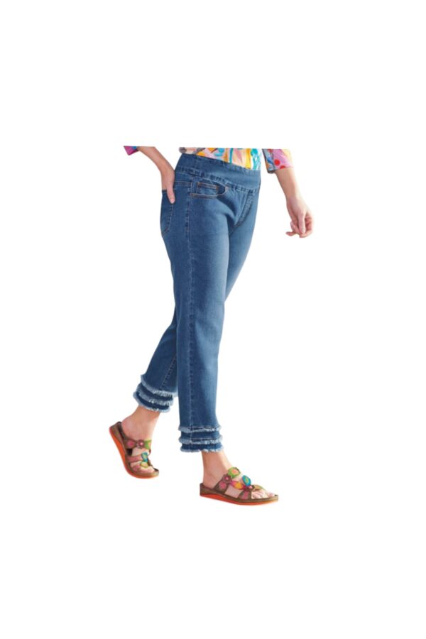 MULTIPLES SLIMSATION FRINGE ANKLE JEANS