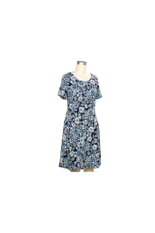 SOUTHERN LADY BLUE FLORAL SHORT SLEEVE DRESS