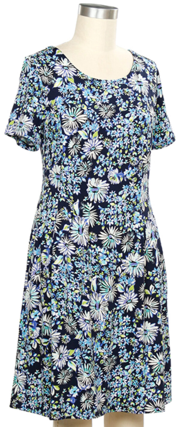 SOUTHERN LADY BLUE FLORAL SHORT SLEEVE DRESS - Image 2