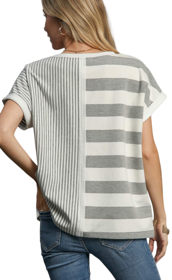 UMGEE KNIT MIXED STRIPE BOXY CUT TOP - Image 3