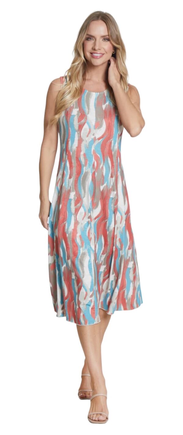 MULTIPLES PRINT SCOOP NECK TANK DRESS - Image 2