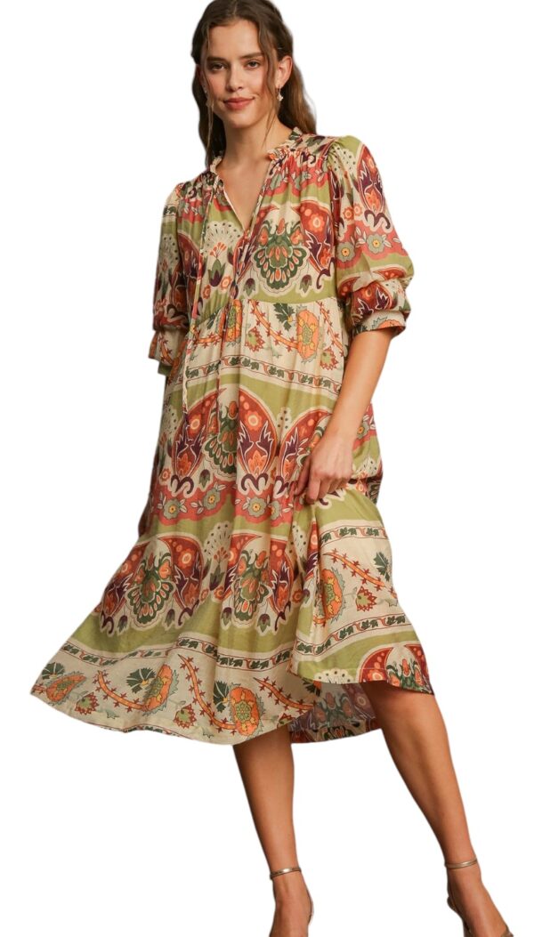 UMGEE BORDER PRINT TIERED MIDI DRESS - Image 4