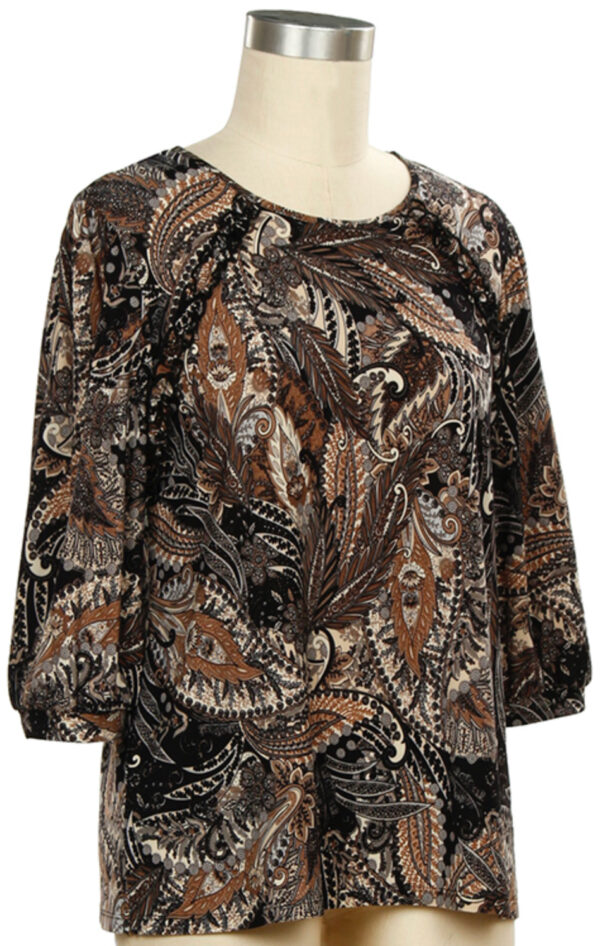 SOUTHERN LADY 3/4 SLEEVE PAISLEY PRINT TOP - Image 2