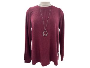 JODIFL LONG SLEEVE PLEAT BACK KNIT TOP