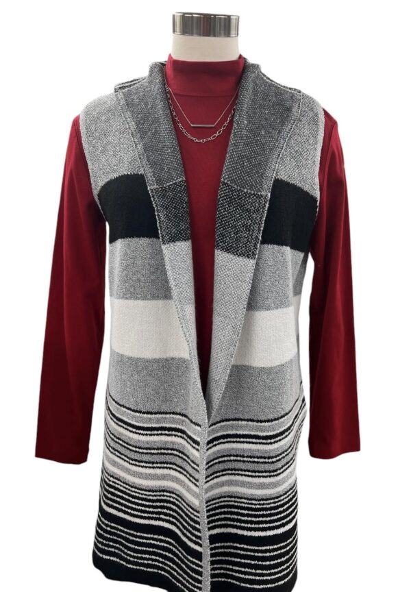 SOUTHERN LADY OPEN STRIPED SWEATER VEST - Image 3