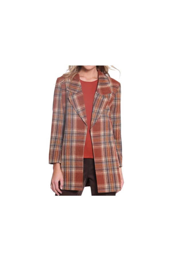 MULTIPLES CINNAMON PLAID LINED JACKET