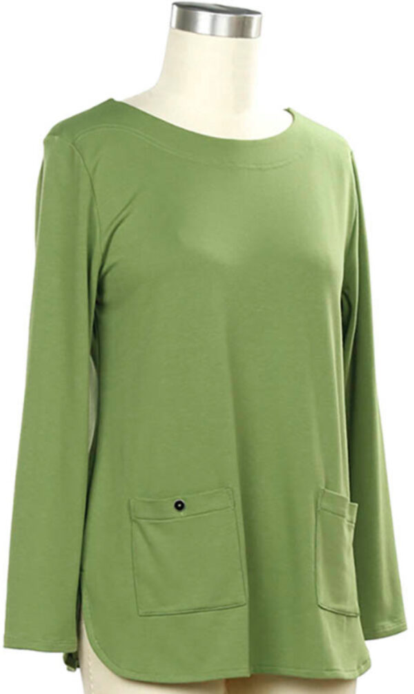 SOUTHERN LADY LONG SLEEVE POCKET FRONT KNIT TOP - Image 2