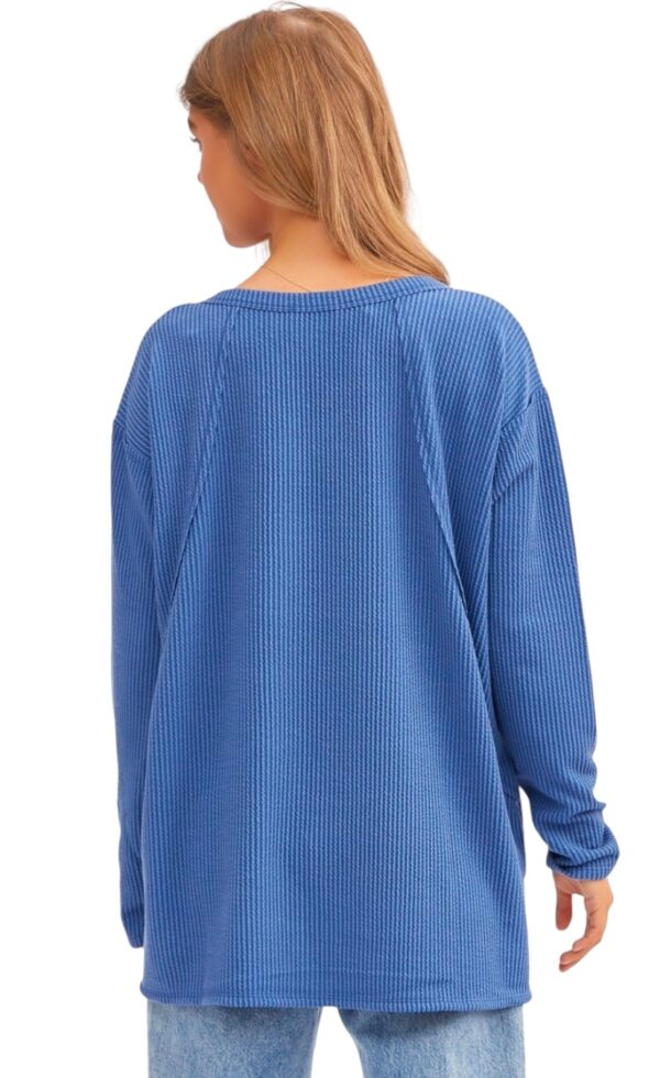 ANDREE RIB KNIT V-NECK TUNIC TOP - Image 8