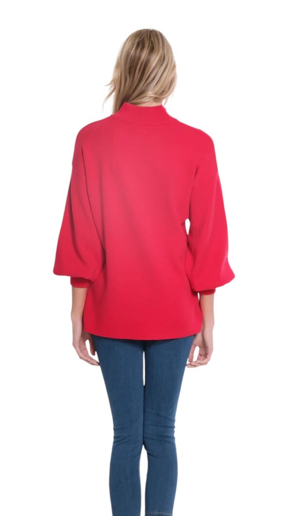 MULTIPLES VIVID RED SPLIT NECK MOCK SWEATER - Image 3