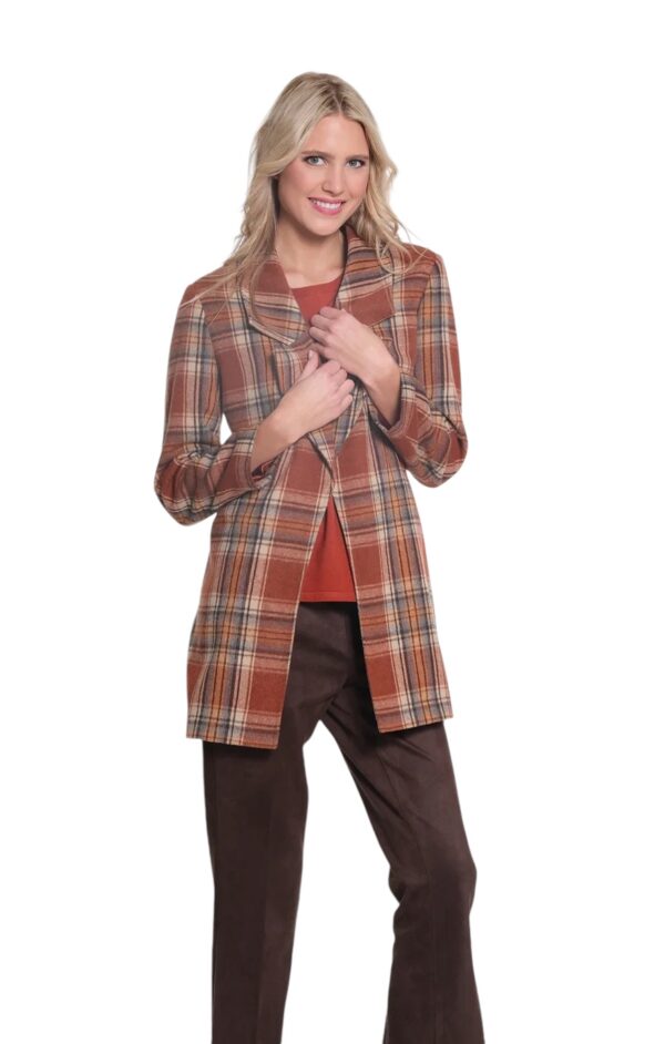 MULTIPLES CINNAMON PLAID LINED JACKET - Image 3