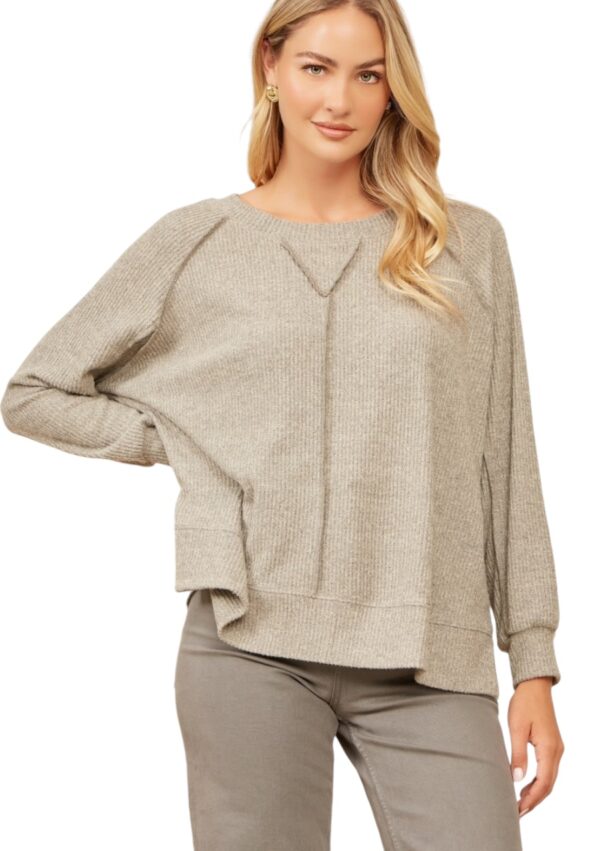 ANDREE HACCI RIB KNIT RAGLAN SLEEVE TOP - Image 12