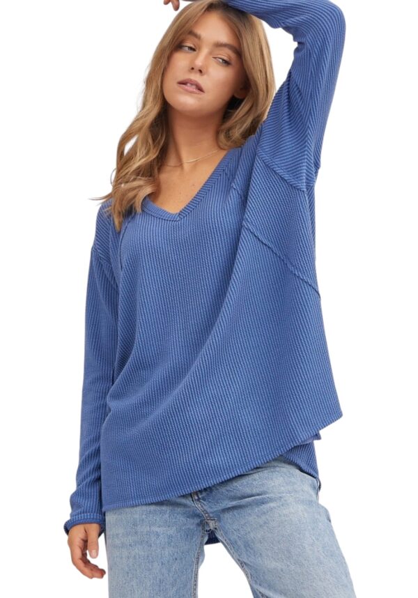 ANDREE RIB KNIT V-NECK TUNIC TOP - Image 6