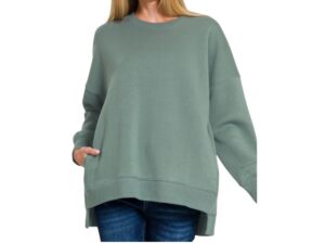 ZENANA BOYFRIEND SWEATSHIRT WITH POCKETS