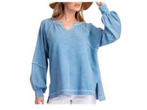 EASEL BABY RIB KNIT MINERAL WASH TOP