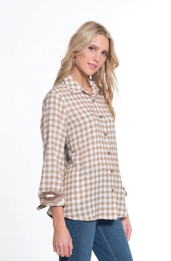 MULTIPLES PRINT BACK BUTTON FRONT BLOUSE - Image 4