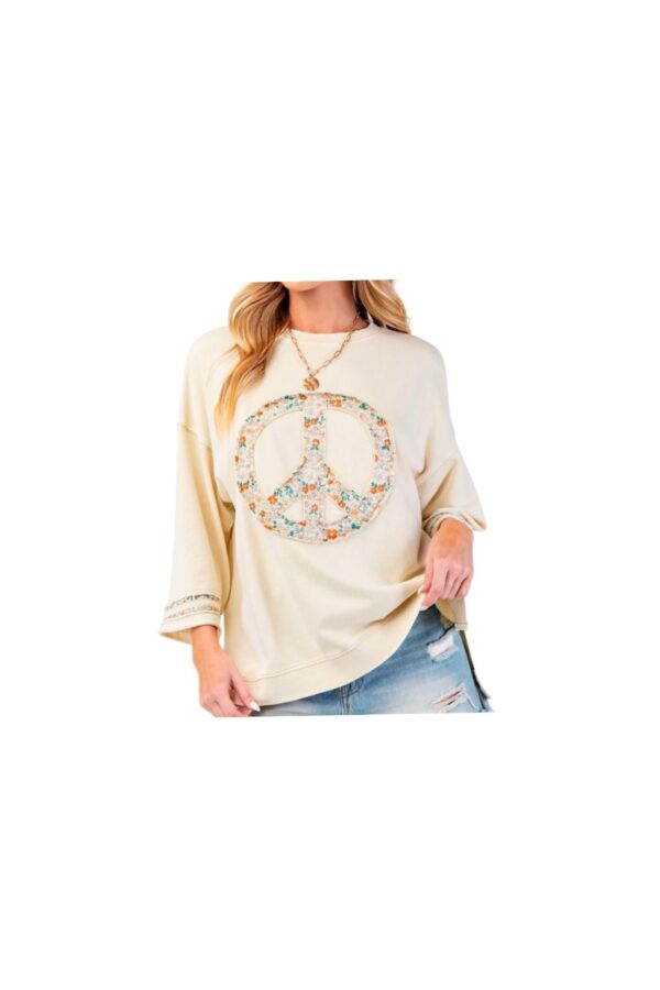 EASEL PEACE SIGN MINERAL WASH TOP