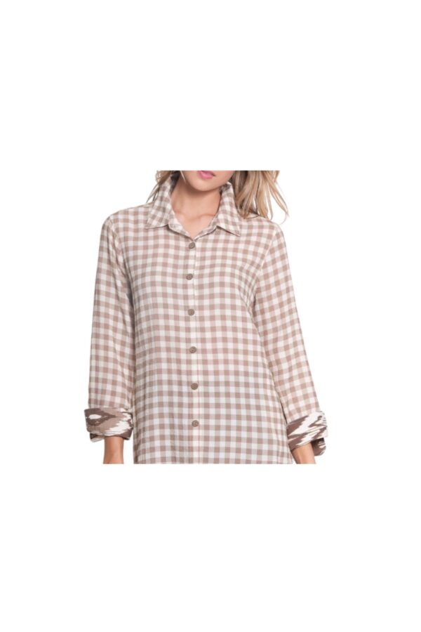 MULTIPLES PRINT BACK BUTTON FRONT BLOUSE