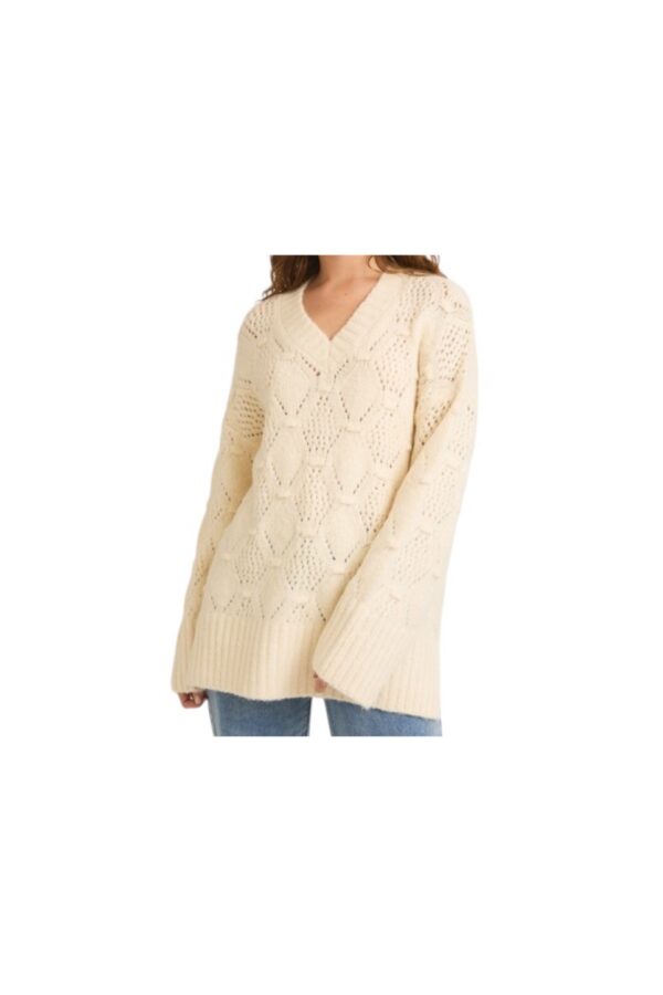 GILLI V-NECK POINTELLE SWEATER