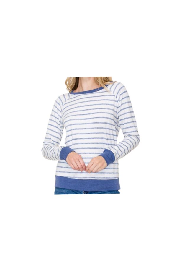 STACCATO STRIPED KNIT CREW NECK TOP