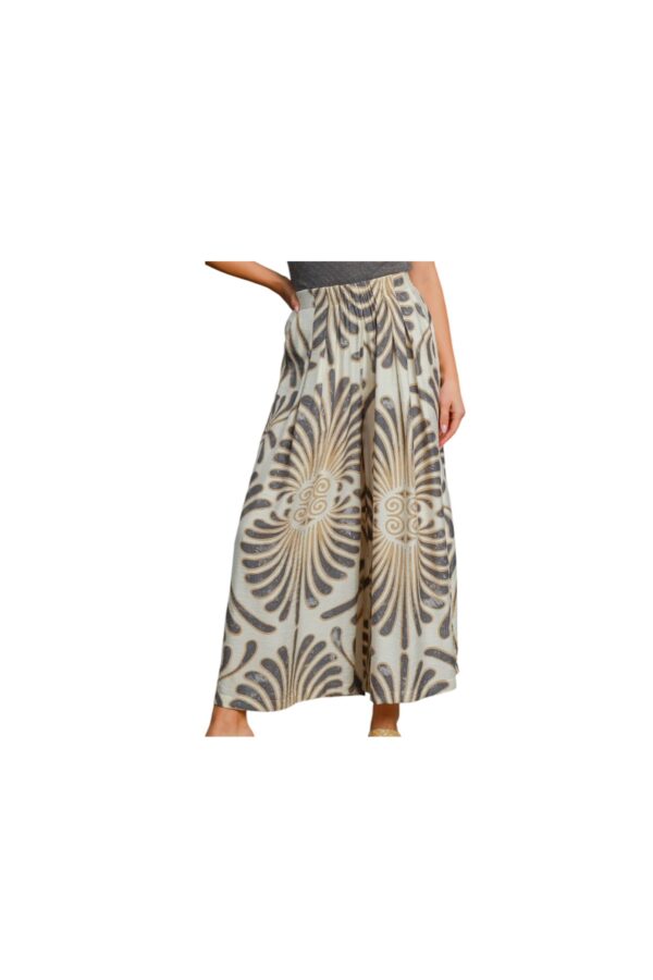 UMGEE WOVEN PRINT WIDE LEG SKIRT PANT