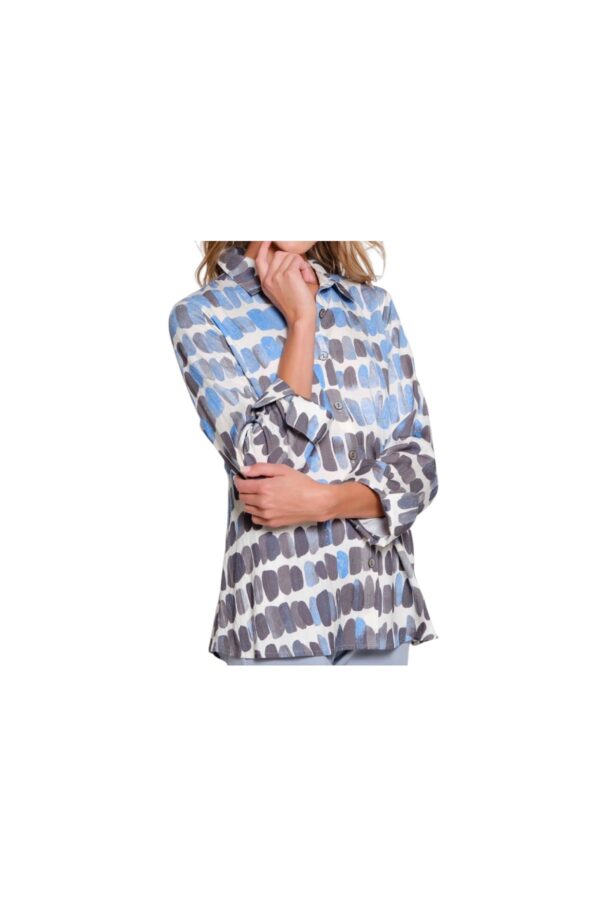 MULTIPLES PRINT BUTTON FRONT BLOUSE