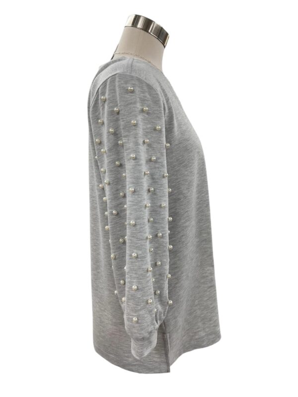 MULTIPLES SKY GREY PEARL EMBELLISHED TOP - Image 5