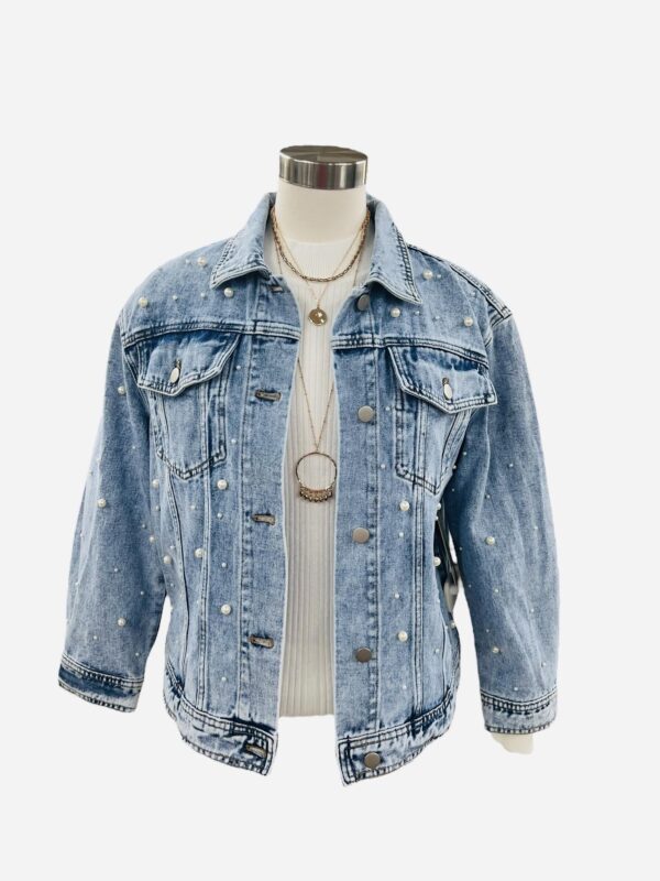 MULTIPLES DENIM JEAN JACKET WITH PEARLS - Image 7