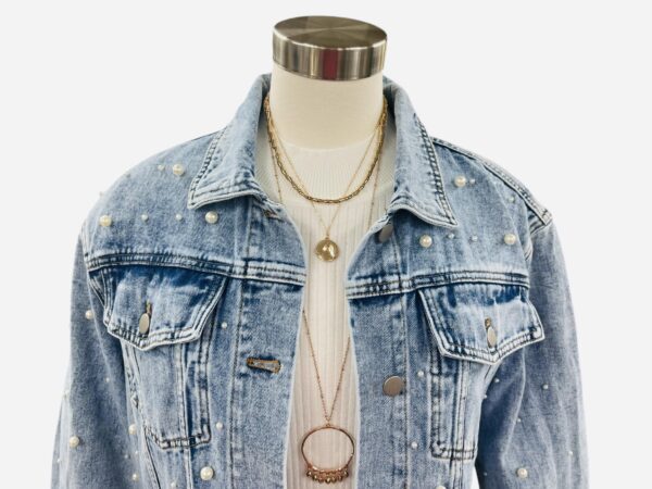 MULTIPLES DENIM JEAN JACKET WITH PEARLS - Image 5