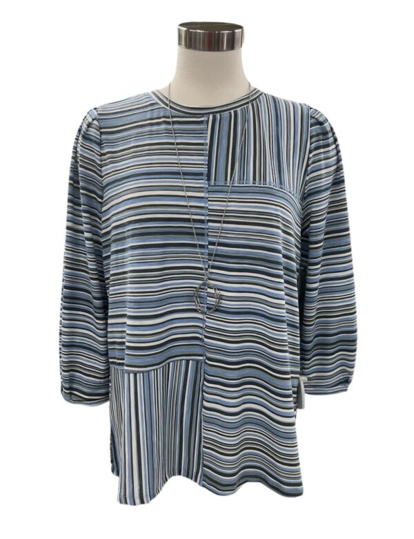 MULTIPLES BLOCK STRIPE SLUB KNIT TOP - Image 6