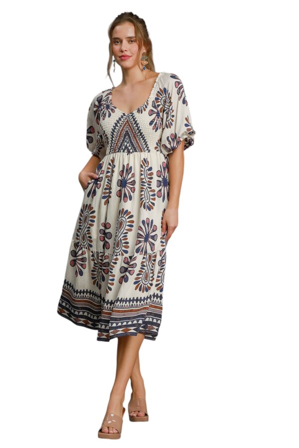 UMGEE BORDER PRINT TIERED MIDI DRESS - Image 6