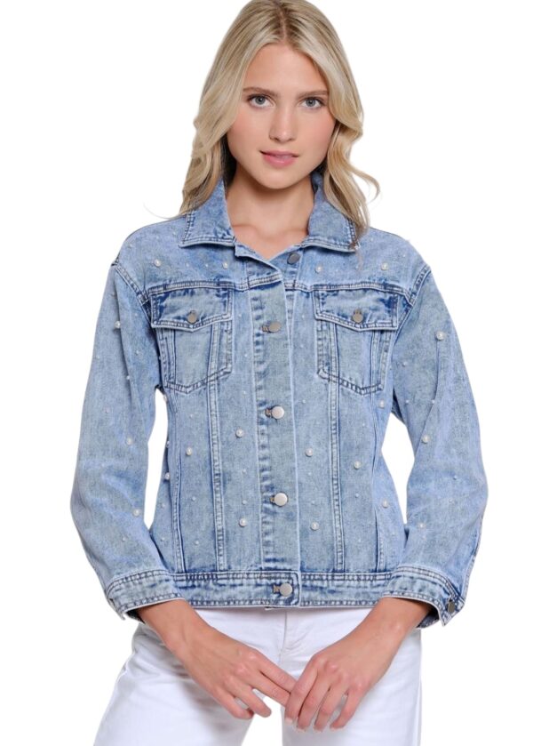 MULTIPLES DENIM JEAN JACKET WITH PEARLS - Image 2