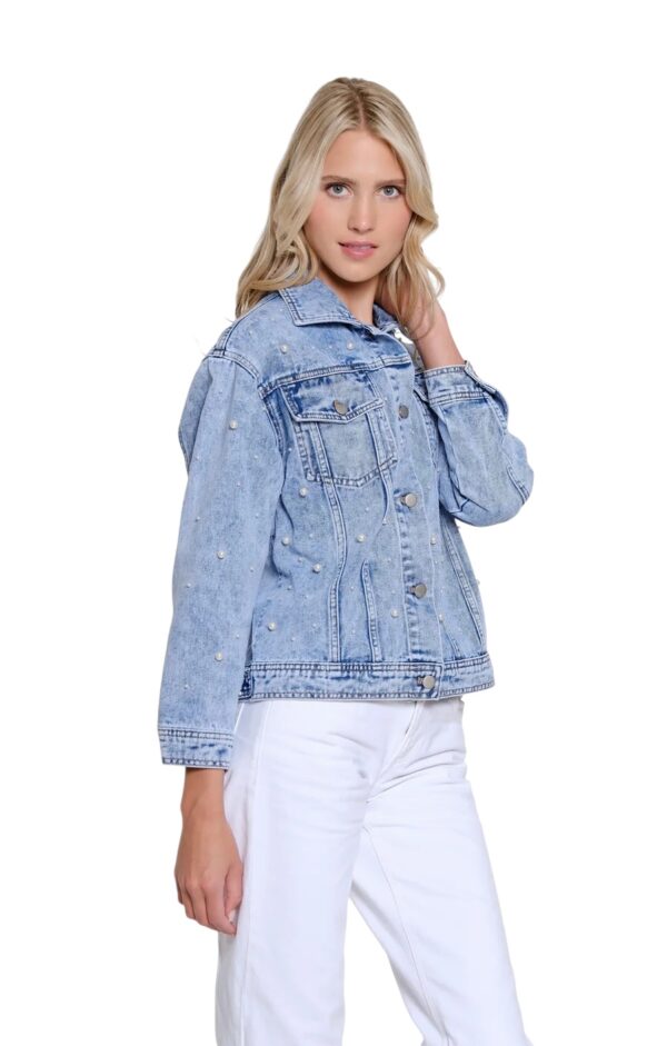 MULTIPLES DENIM JEAN JACKET WITH PEARLS - Image 4