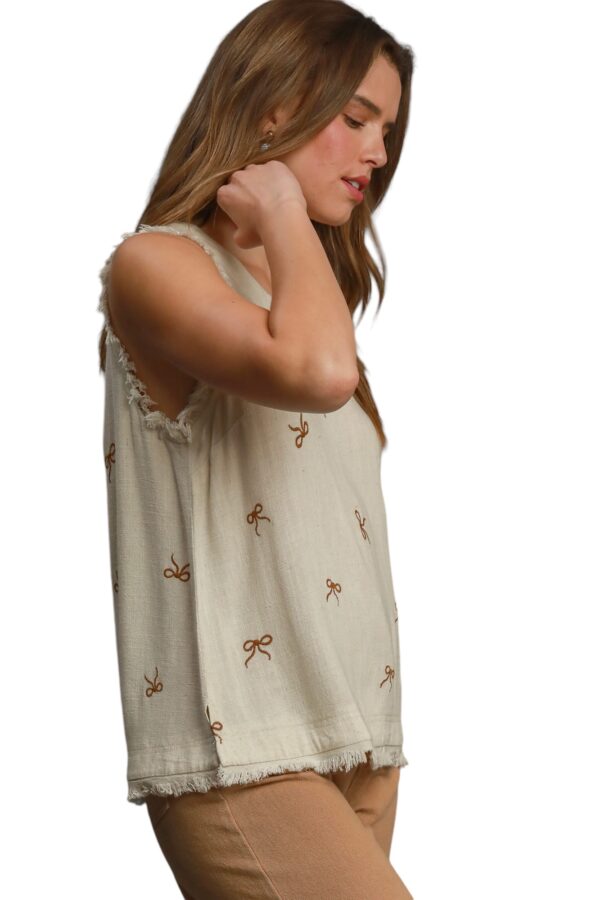 UMGEE LINEN BLEND EMBROIDERED BOW TANK - Image 10