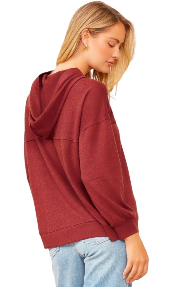 ANDREE HACCI KNIT 1/4 BUTTON HOODIE - Image 3