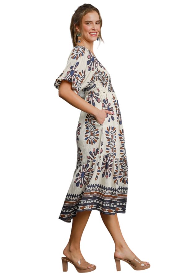 UMGEE BORDER PRINT TIERED MIDI DRESS - Image 4