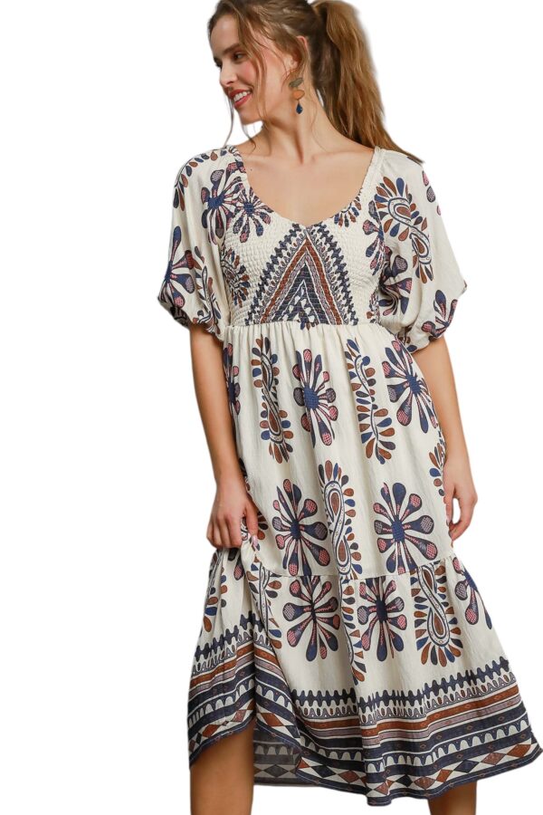 UMGEE BORDER PRINT TIERED MIDI DRESS - Image 3