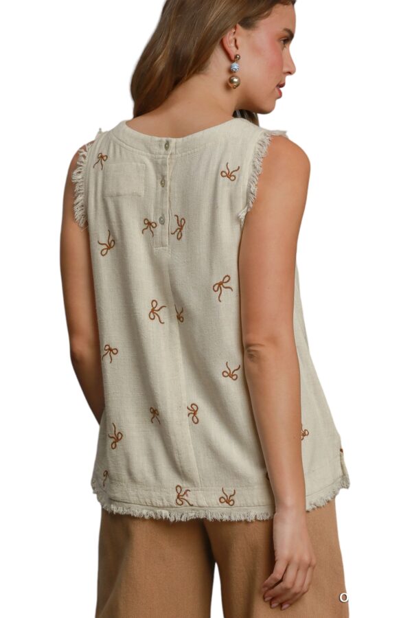 UMGEE LINEN BLEND EMBROIDERED BOW TANK - Image 7