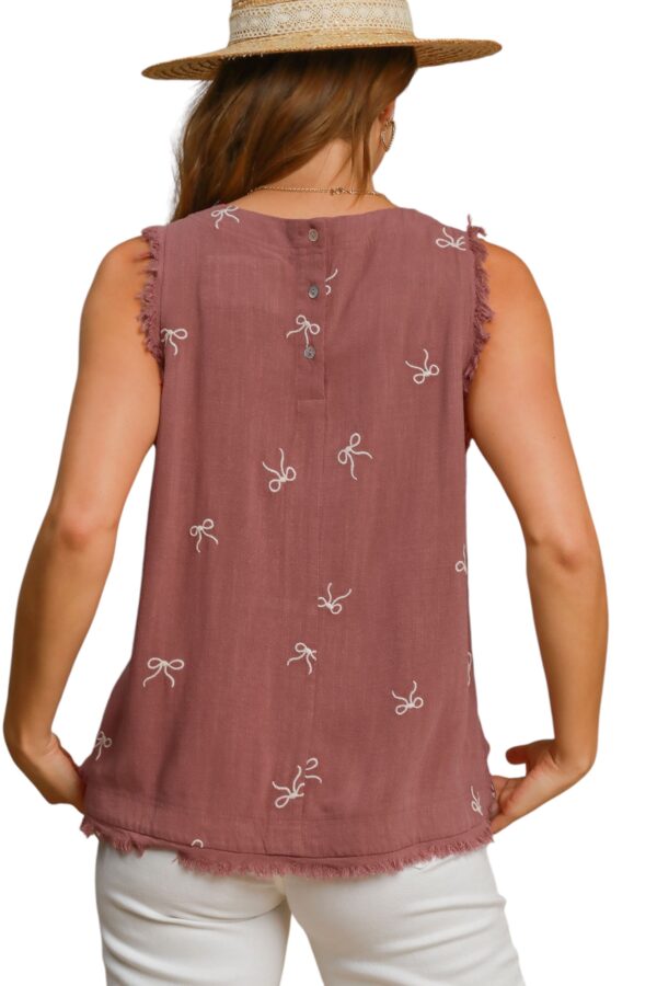 UMGEE LINEN BLEND EMBROIDERED BOW TANK - Image 4