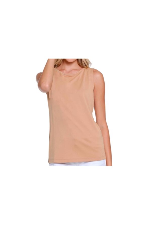 MULTIPLES CAMEL SCOOP NECK TANK