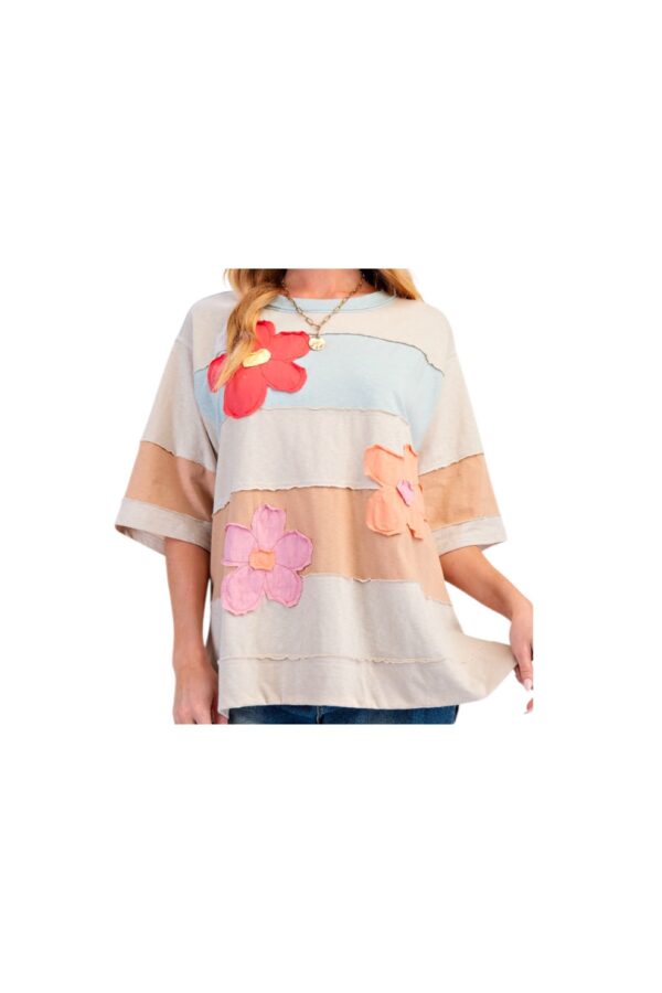 EASEL FLOWER PATCH COTTON SLUB TUNIC