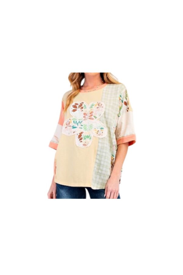 EASEL FLOWER PATCH MIXED PRINT TUNIC