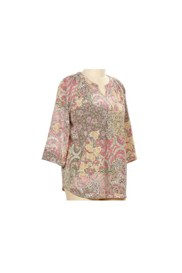 SOUTHERN LADY NOTCH NECK PAISLEY PRINT TOP