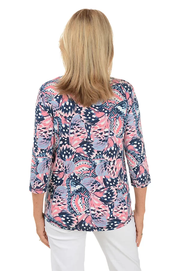 SOUTHERN LADY 3/4 SLEEVE BUTTERFLY PRINT TOP - Image 2