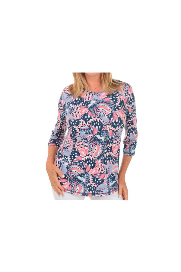 SOUTHERN LADY 3/4 SLEEVE BUTTERFLY PRINT TOP