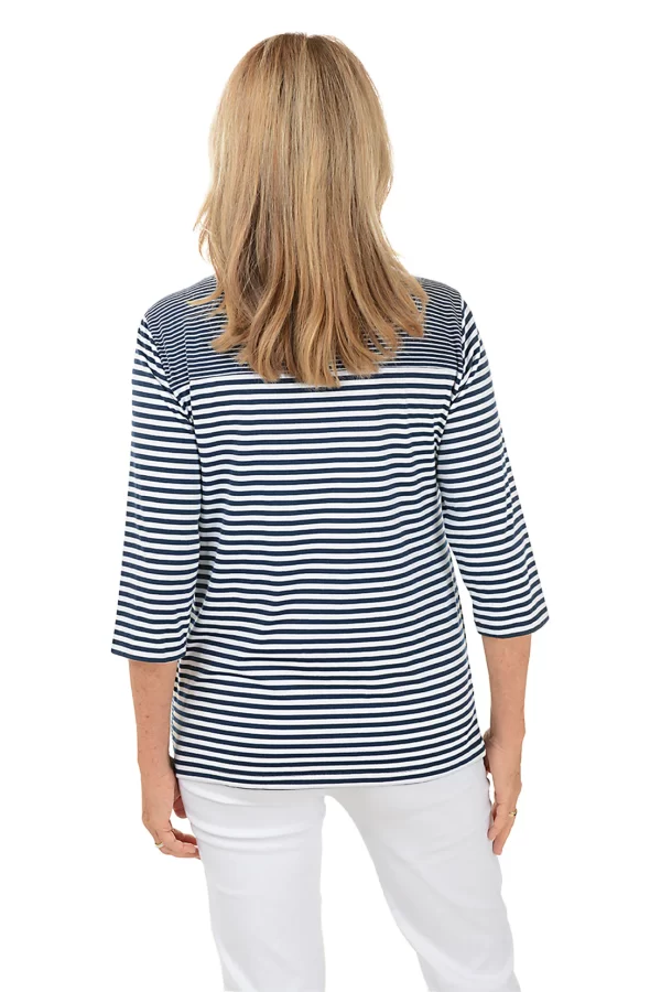 SOUTHERN LADY 3/4 SLEEVE STRIPED KNIT TOP - Image 2